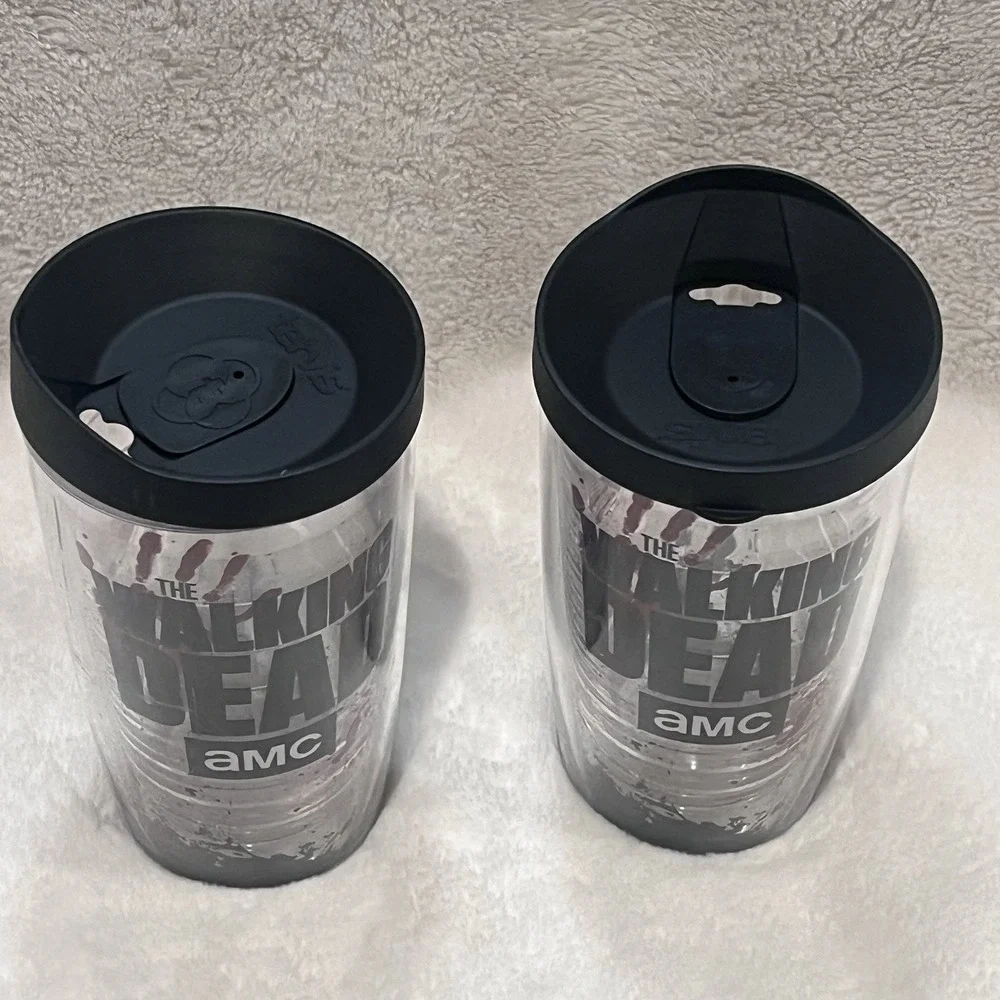 Tervis Tumbler RARE The Walking Dead 16oz Insulated Cup &‎ Lid 2014 EC Lot Of 2